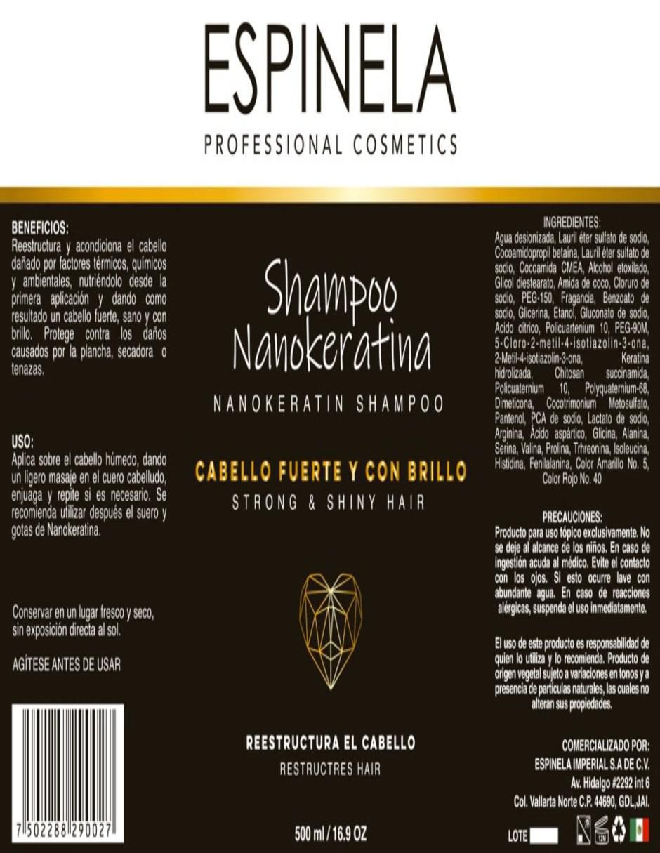 Shampoo reparador para cabello Nanokeratian 500 ml Shampoo reparador para cabello Nanokeratian 500 ml