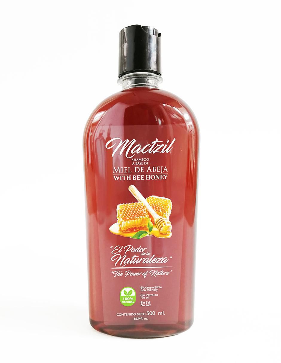 Shampoo anti frizz para cabello lacio y ondulado Miel Mactzil 500 ml