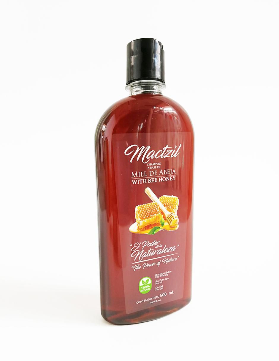 Shampoo anti frizz para cabello lacio y ondulado Miel Mactzil 500 ml