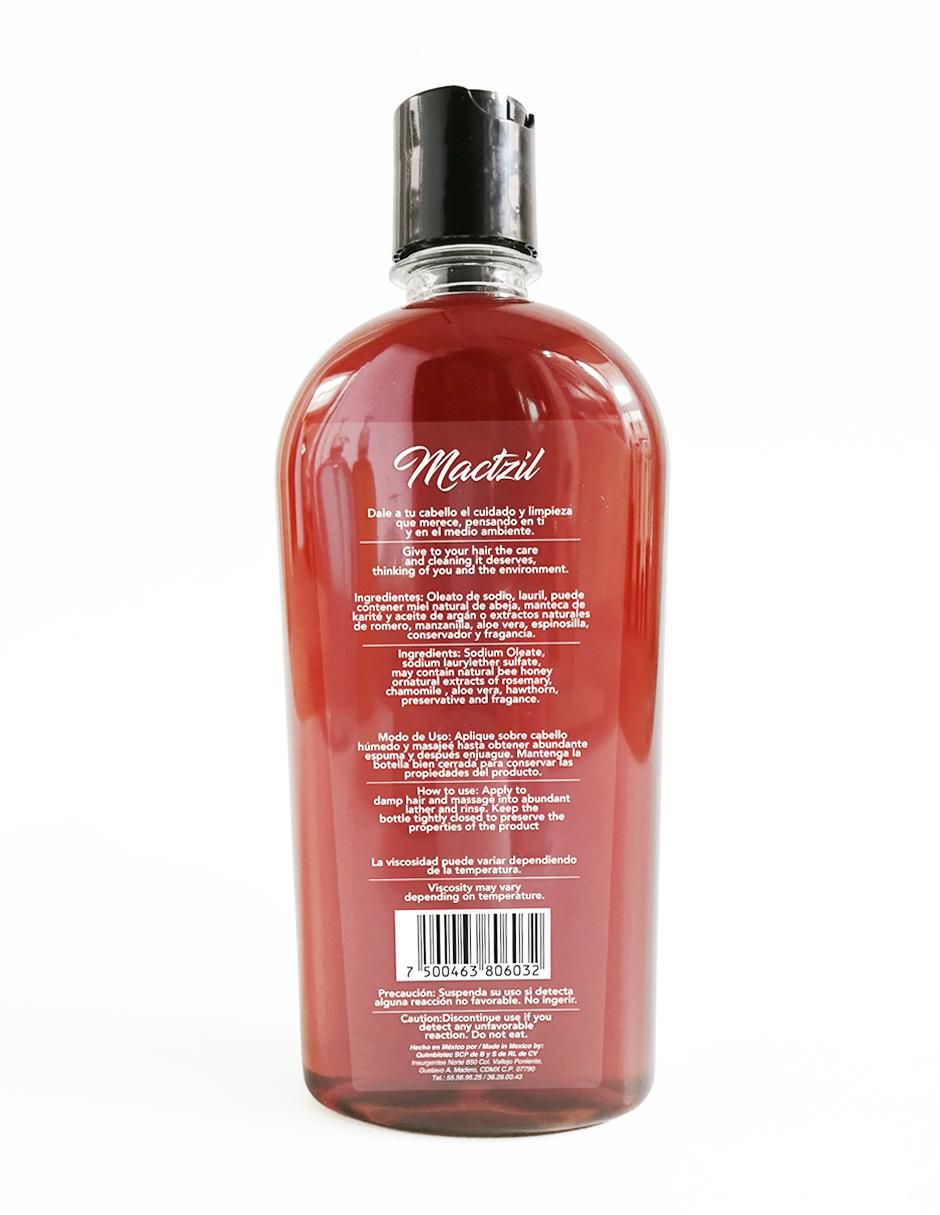 Shampoo anti frizz para cabello lacio y ondulado Miel Mactzil 500 ml