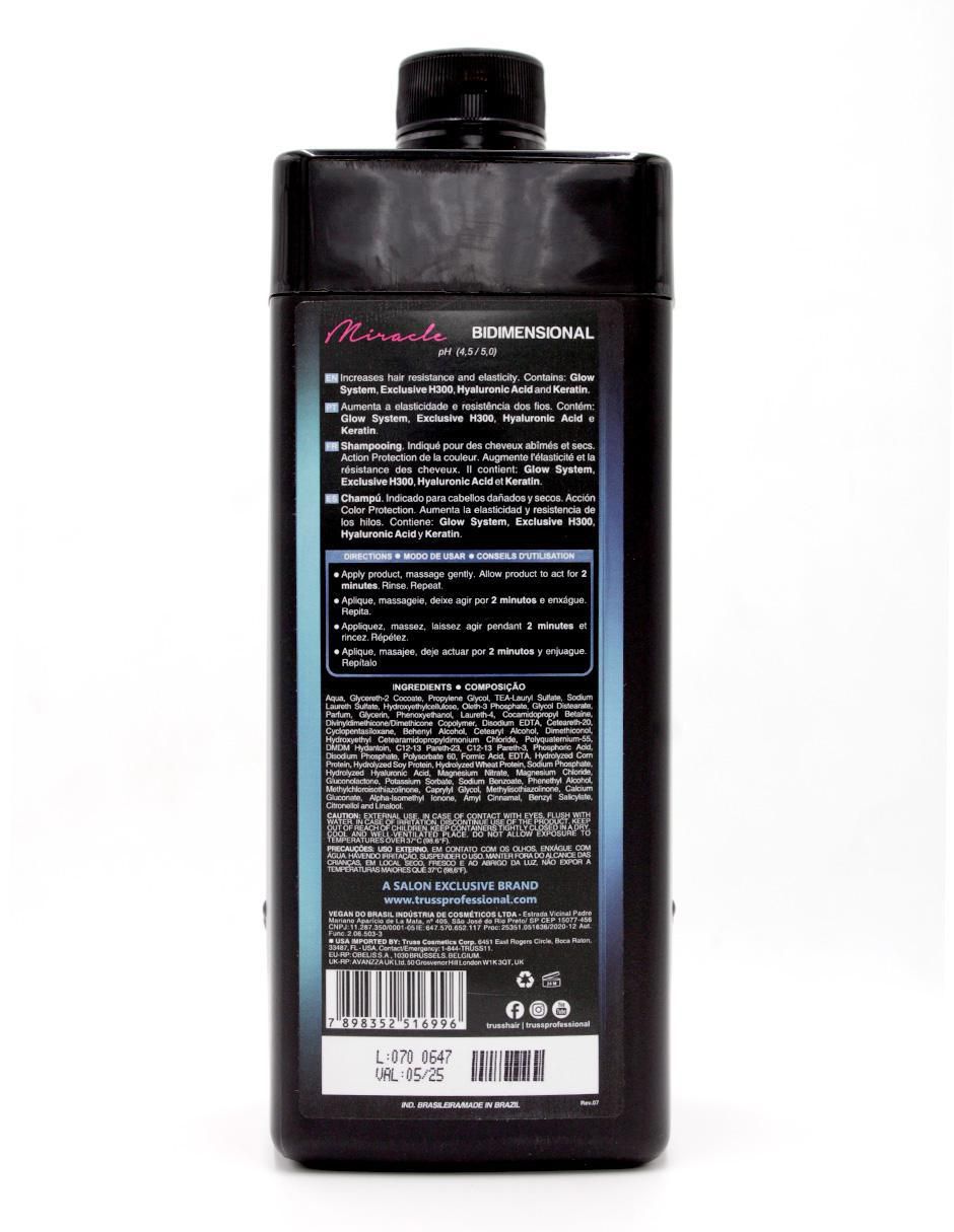 Shampoo hidratante para cabello Miracle 1 L 3