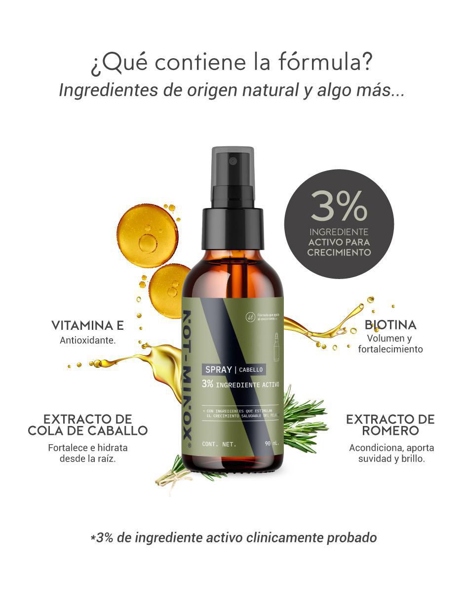 Spray para cabello todo tipo Crecimiento de Cabello masculino: Biotina + Vitamina E + Cola de Caballo + Romero 90 ml 4