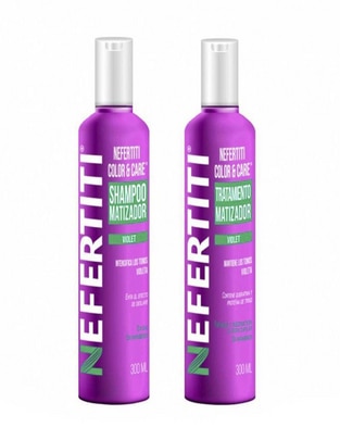 Set de shampoo para cabello tratamiento matizador violeta Nefertiti 300 ml