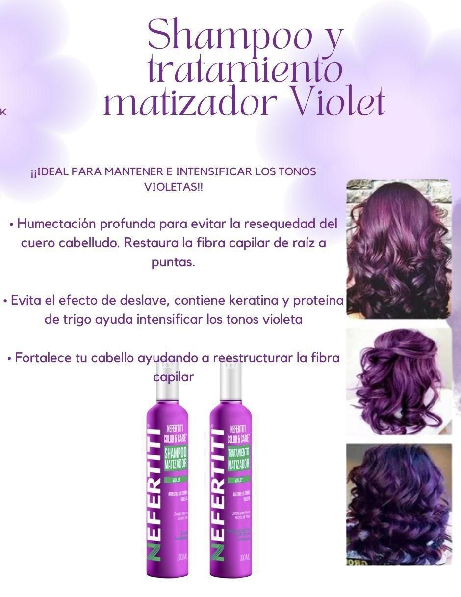 Set de shampoo para cabello tratamiento matizador violeta Nefertiti 300 ml