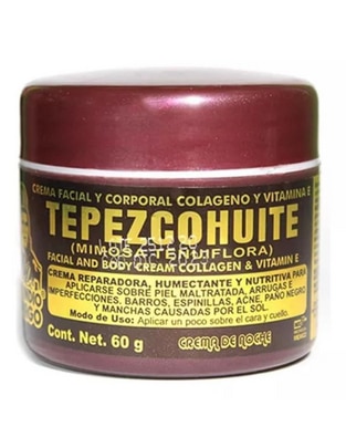 Crema para rostro y cuerpo recomendada para aclarar de noche Tepezcohuite para piel mixta 1