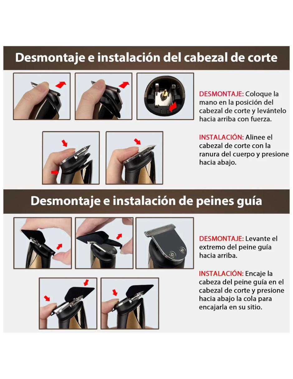 Recortadora de vello facial y corporal kit de rasuradora multifuncional recargable 3