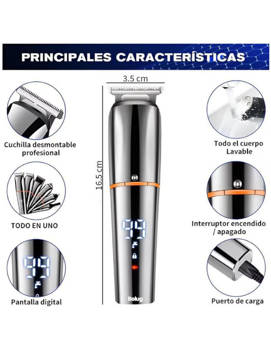 Recortadora para cabello, barba y cuerpo belug recortadora 6 en 1