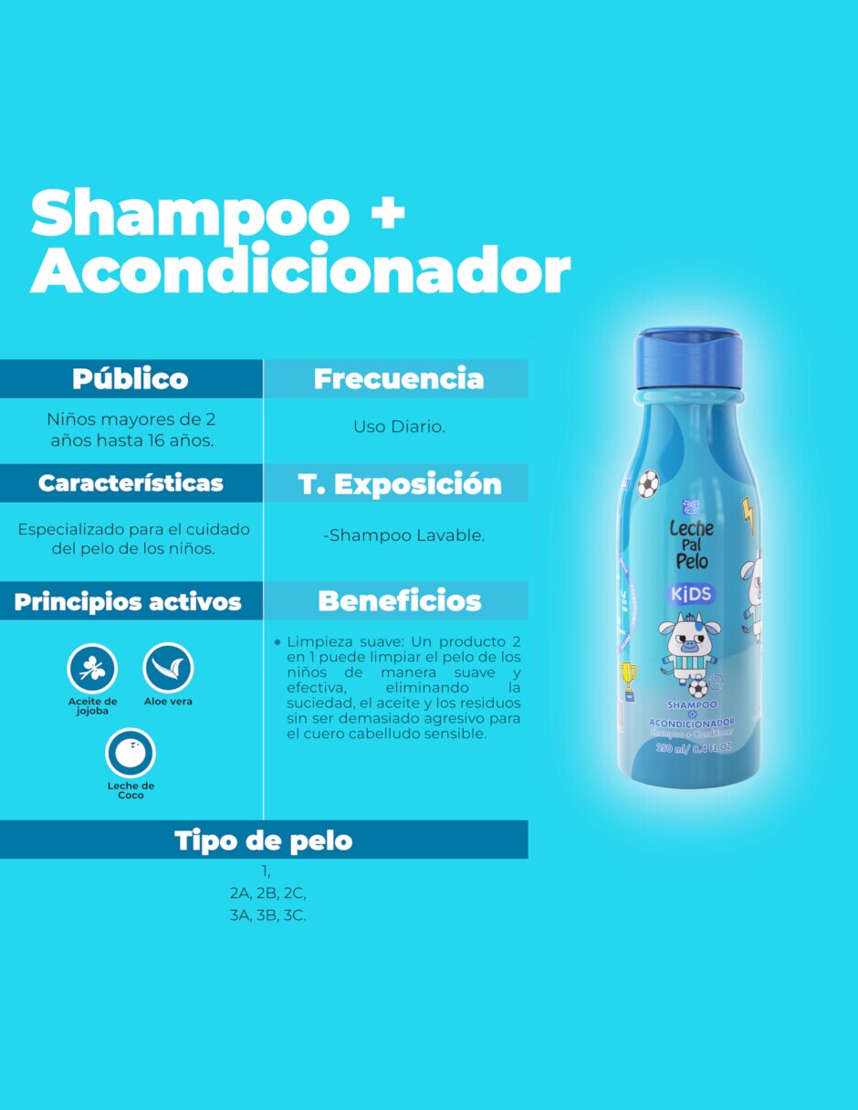 Shampoo con acondicionador para cabello KIDS 250 ml 2