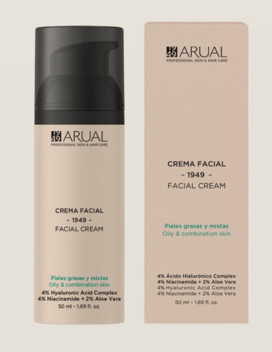 Crema facial recomendada para prevenir signos de la edad día y noche Arual para piel mixta y grasa