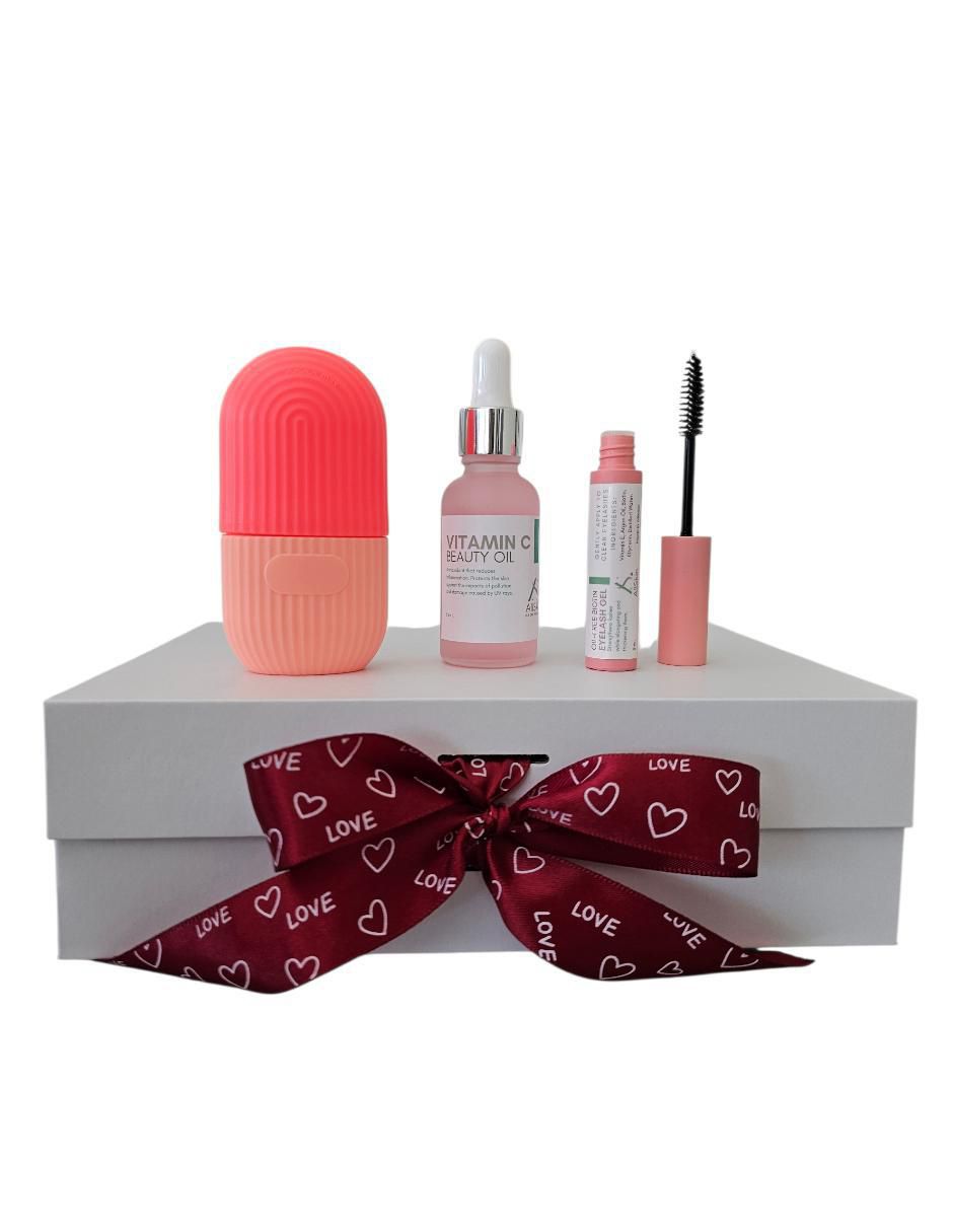 Kit tratamiento facial con caja de regalo y suero de vitamina C gel y masajeador reparador Allskin