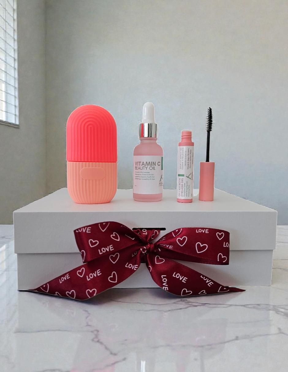 Kit tratamiento facial con caja de regalo y suero de vitamina C gel y masajeador reparador Allskin