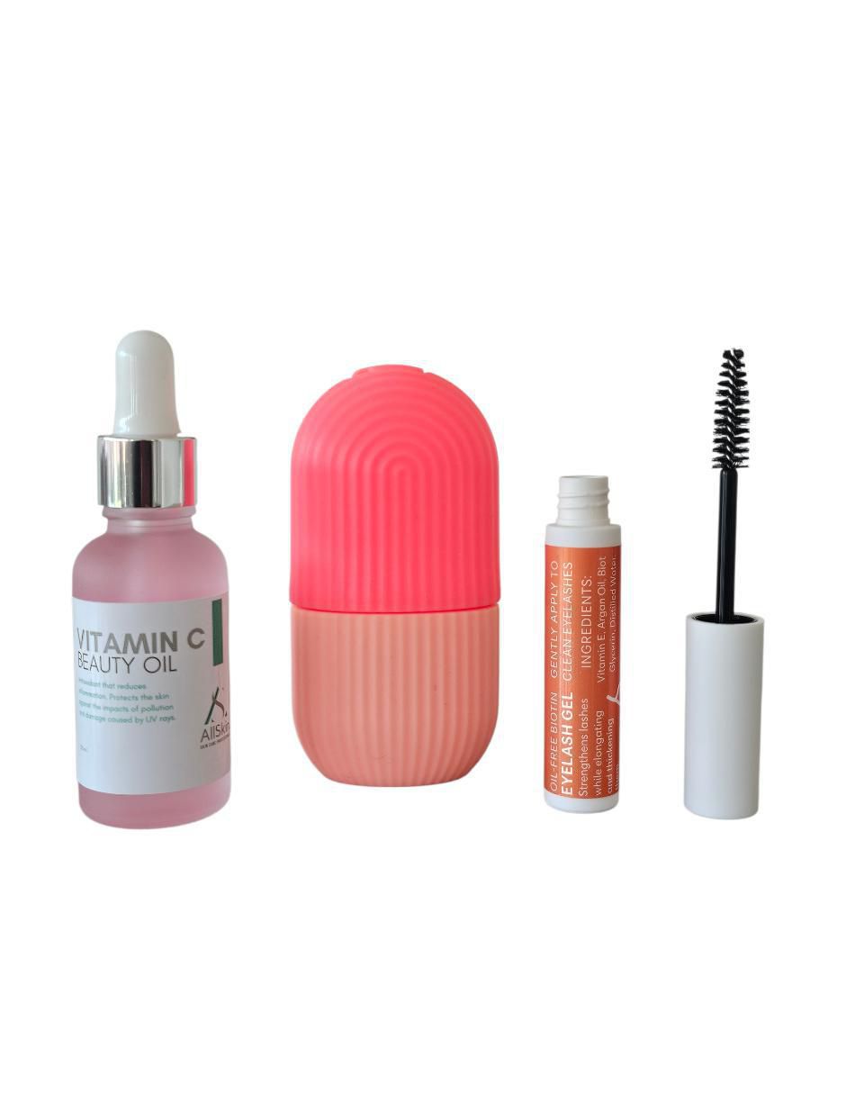 Kit tratamiento facial con suero de vitamina C, gel y masajeador reparador 1