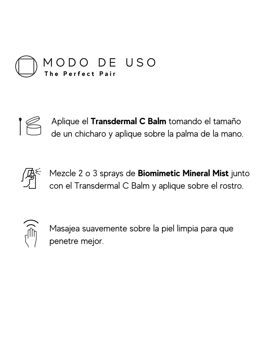 Tratamiento facial The Perfect Pair Kit Transdermal C Balm 15 ml + Biomimetic Mineral Mist 30 ml Antiedad