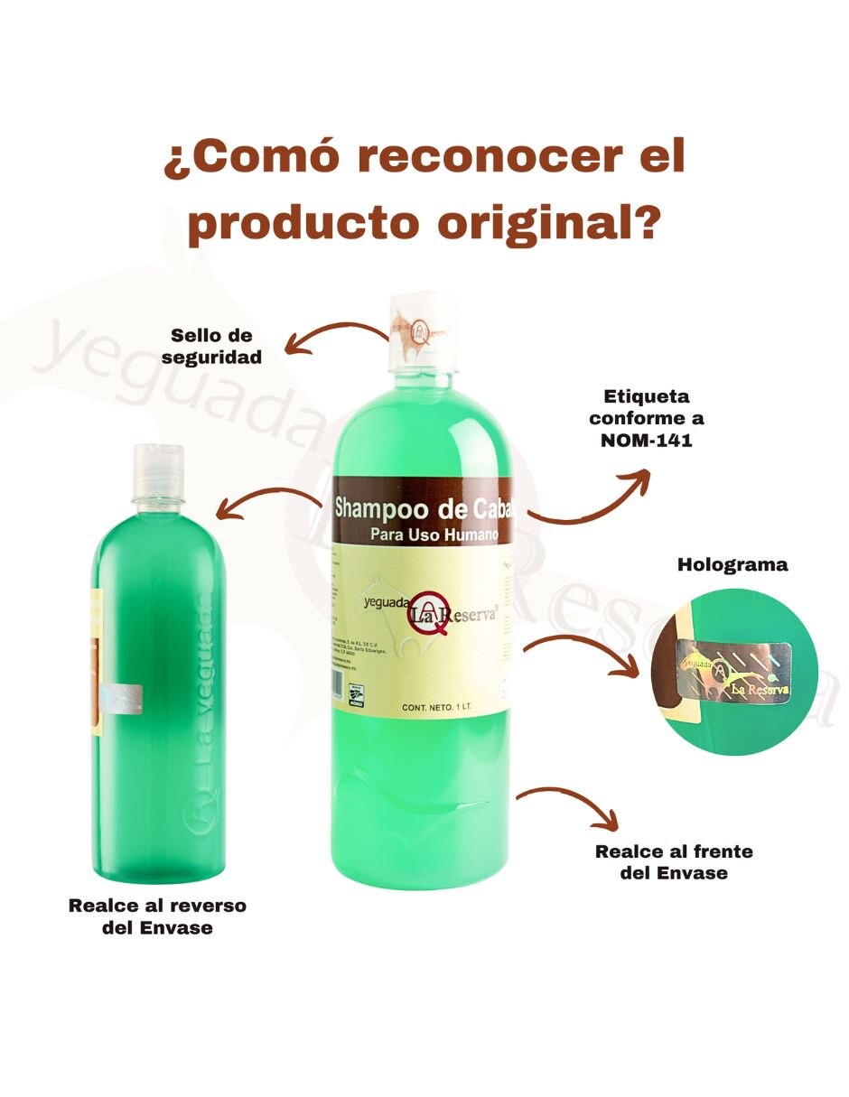 Shampoo anticaída para cabello Todo tipo Shampoo De Caballo Verde Para Uso Humano YEGUADA LA RESERVA Fuerza y Crecimiento 6