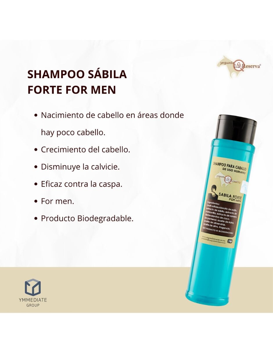 Shampoo anticaída para cabello Todo tipo Shampoo De Caballo Sábila Forte For Men YEGUADA LA RESERVA 4