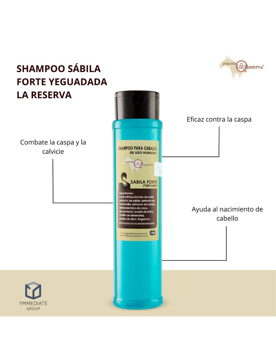 Shampoo anticaída para cabello Todo tipo Shampoo De Caballo Sábila Forte For Men YEGUADA LA RESERVA 5