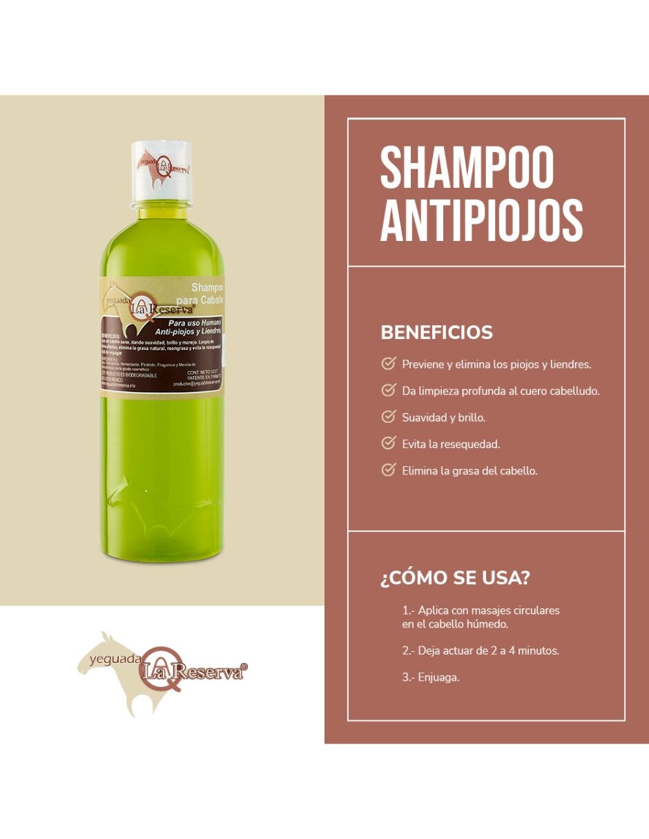 Shampoo para cabello para cabello Todo tipo Shampoo Antipiojos Y Liendres YEGUADA LA RESERVA Shampoo Antipiojo 4